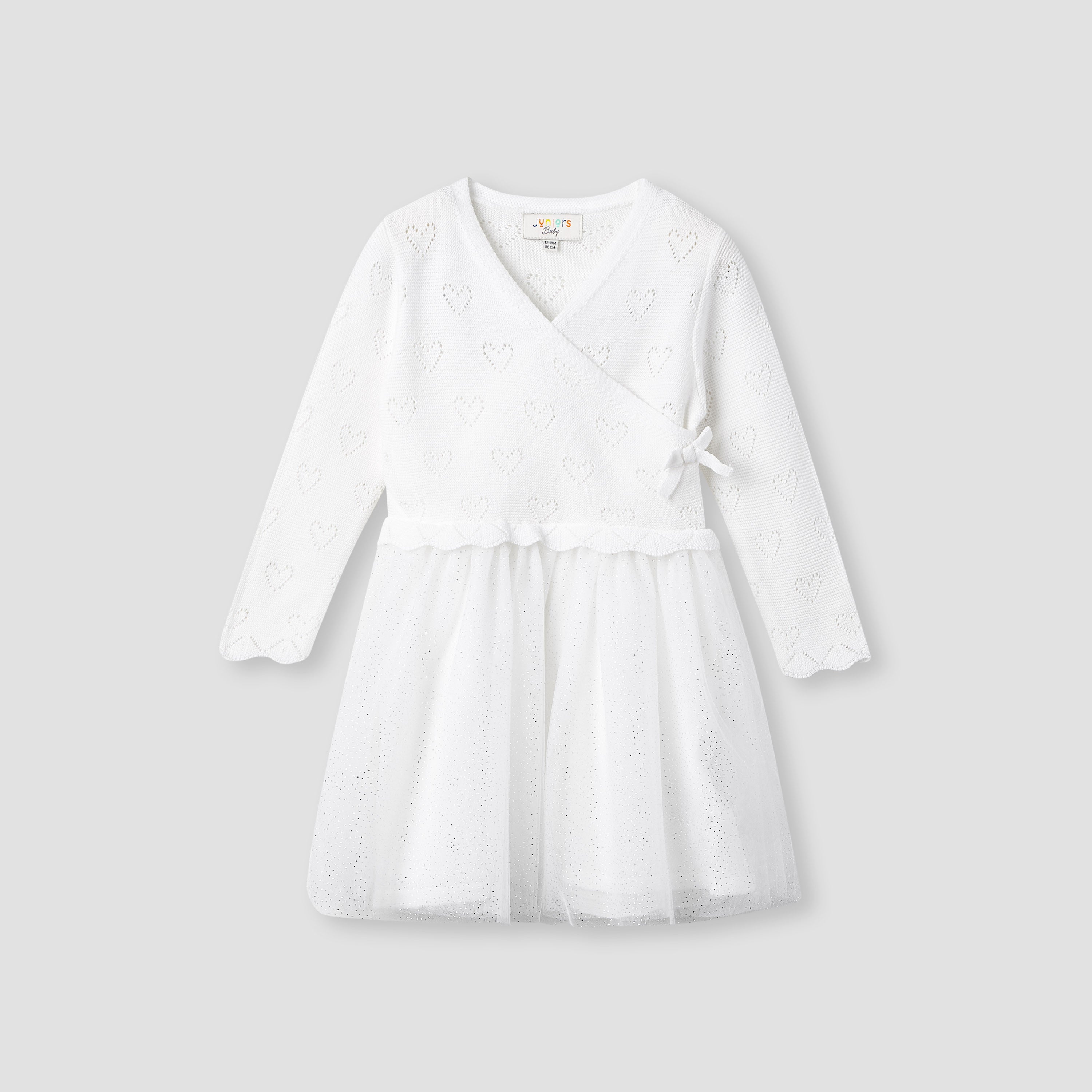 Juniors Textured V-neck Dress and Tights Set