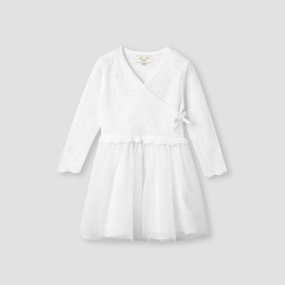 Juniors Textured V-neck Dress and Tights Set