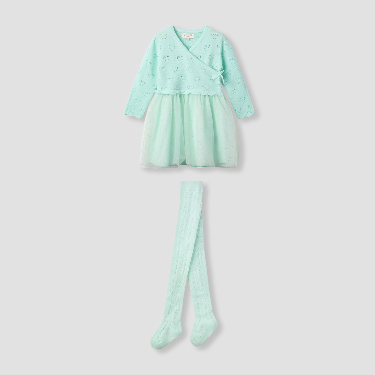 Juniors Textured V-neck Dress and Tights Set