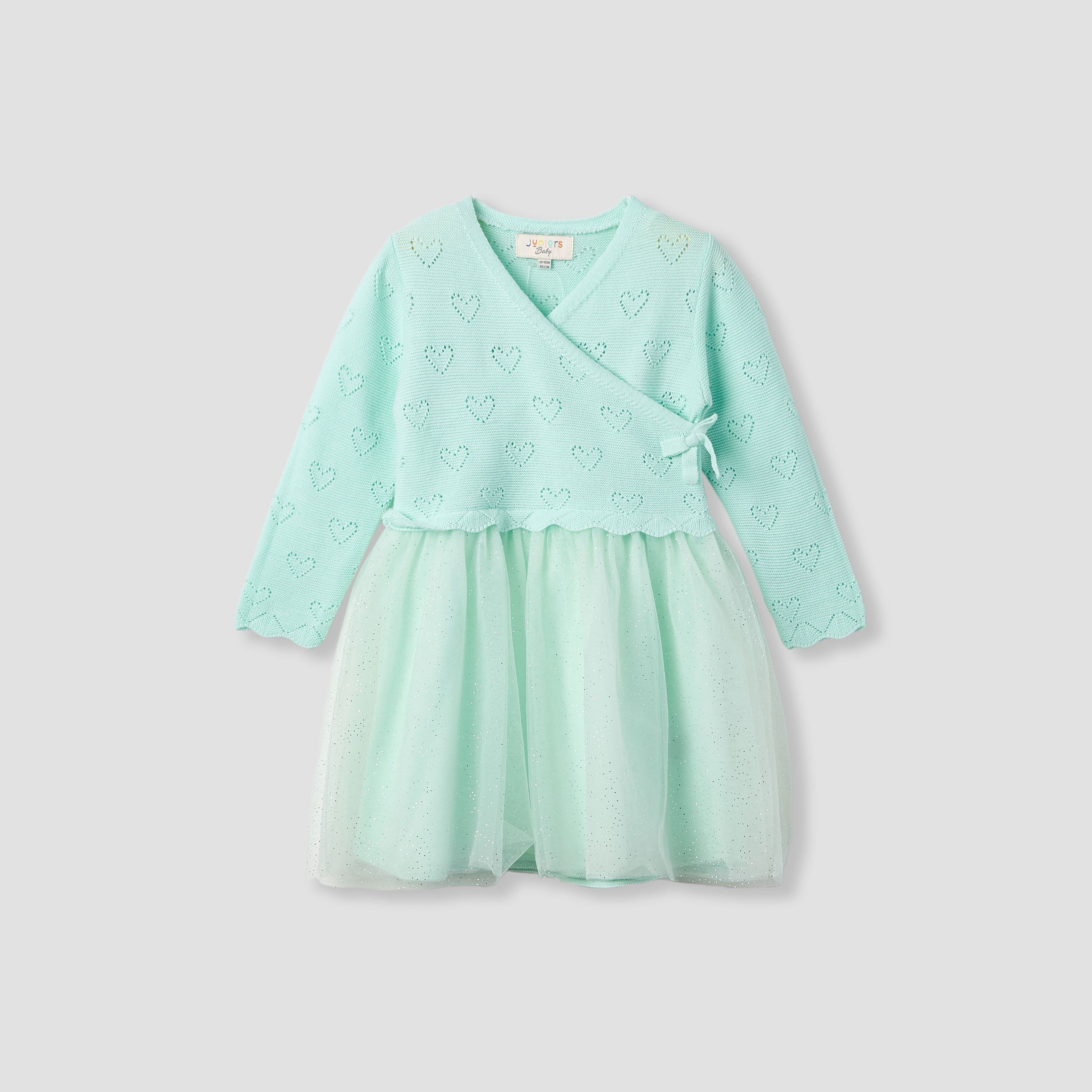 Juniors Textured V-neck Dress and Tights Set