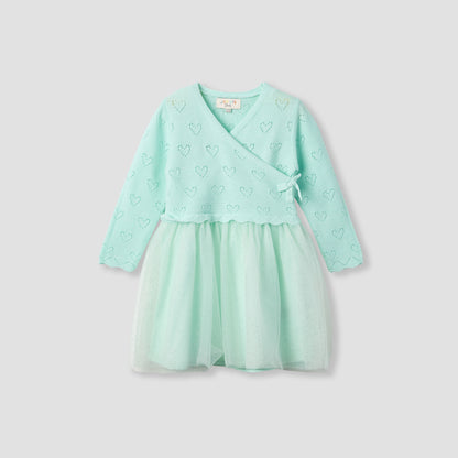 Juniors Textured V-neck Dress and Tights Set
