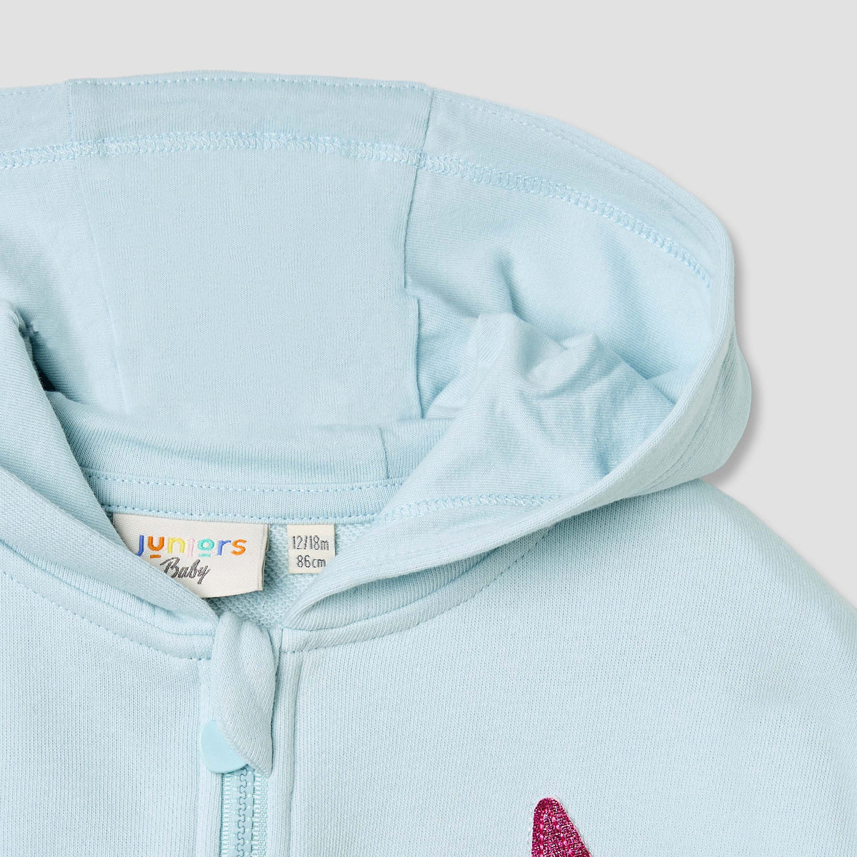 Juniors Unicorn Applique Hooded Sweatshirt with Long Sleeves