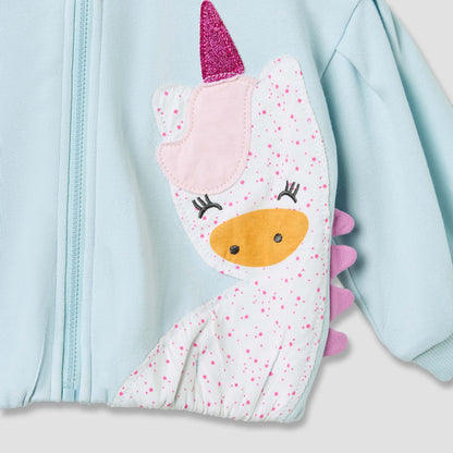 Juniors Unicorn Applique Hooded Sweatshirt with Long Sleeves