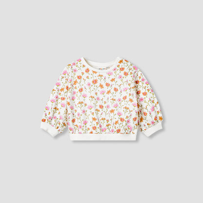 Juniors Crew Neck Long Sleeves Sweatshirt and Pants Set with Floral Print