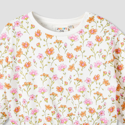 Juniors Crew Neck Long Sleeves Sweatshirt and Pants Set with Floral Print