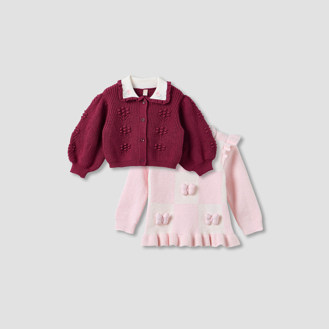 Juniors 2-Piece Cardigan and Sweater Set - Pink / 18-24 mths