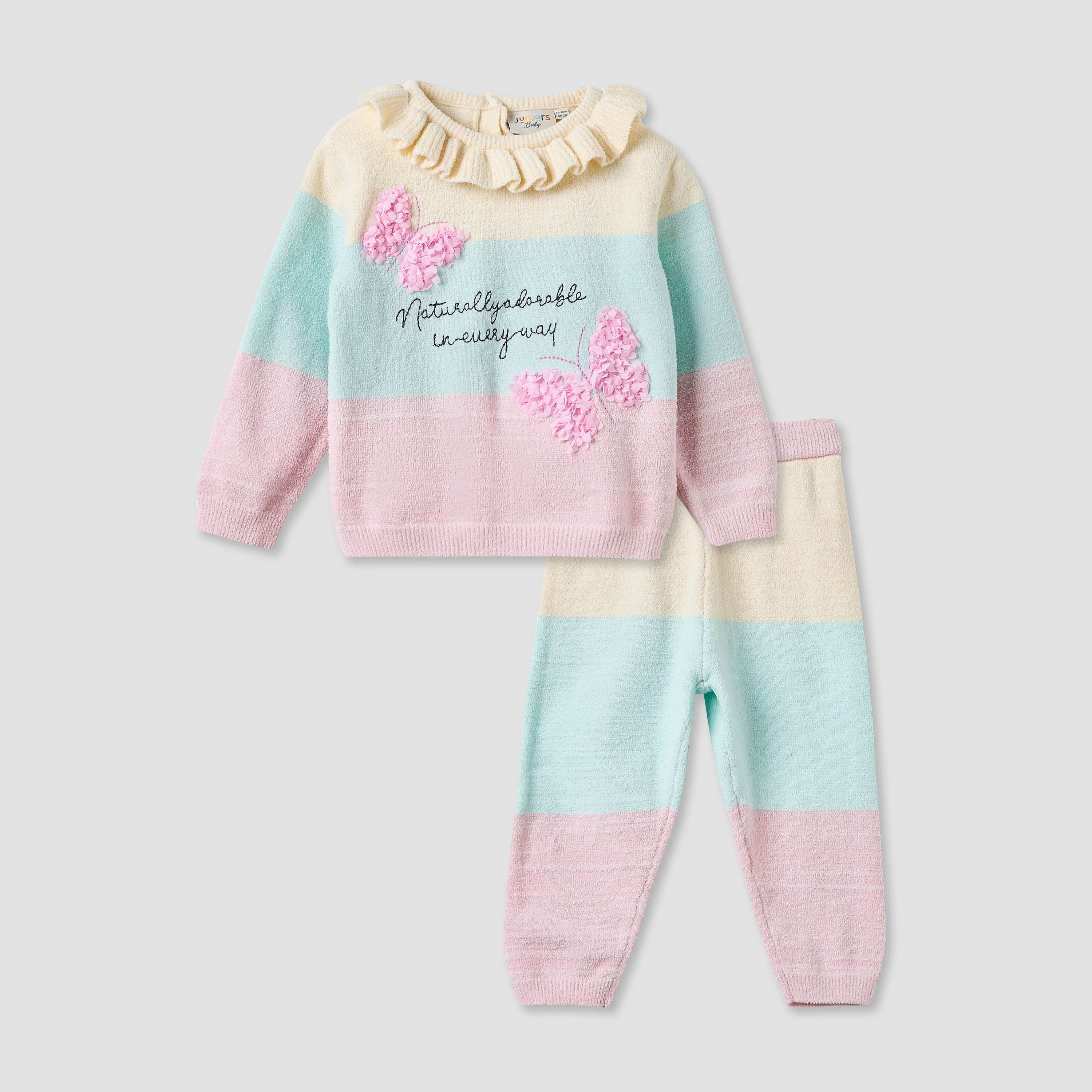 Juniors Striped Sweater and Pants Set