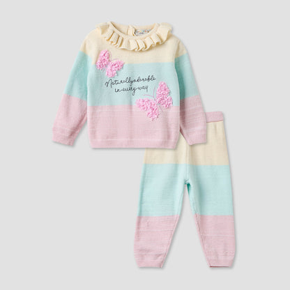 Juniors Striped Sweater and Pants Set