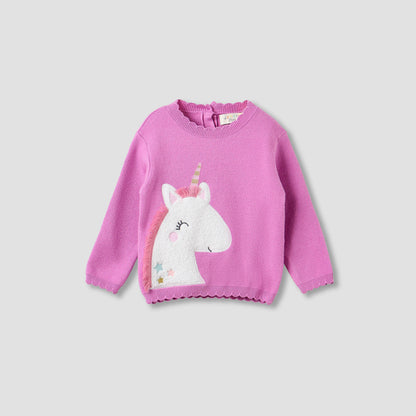 Juniors Unicorn Applique Sweater and Flared Pants Set