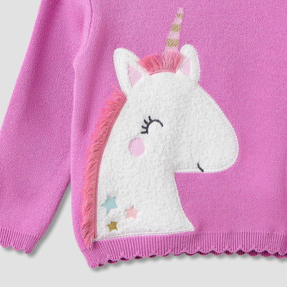 Juniors Unicorn Applique Sweater and Flared Pants Set
