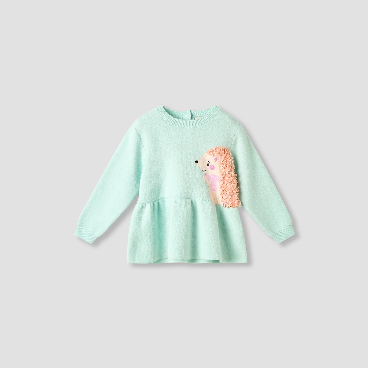 Juniors Round Neck Long Sleeve Peplum Sweater and Pants Set with Applique Accent