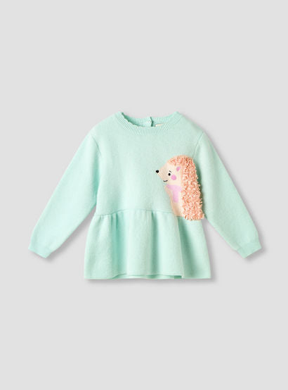 Juniors Round Neck Long Sleeve Peplum Sweater and Pants Set with Applique Accent-baby-girls-clothing-setsandcoords-image-2