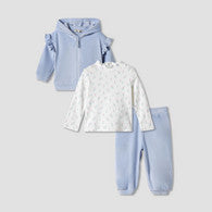 Juniors Printed T-shirt with Sweatshirt and Joggers Set-undefined-image-1
