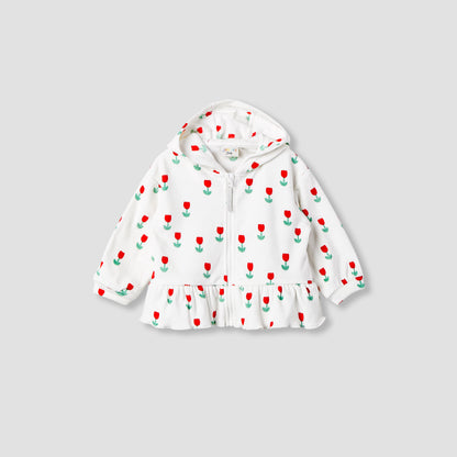 Juniors Girls T-shirt with Hoodies and Joggers - Polyamide Blend - Long Sleeves and Hood
