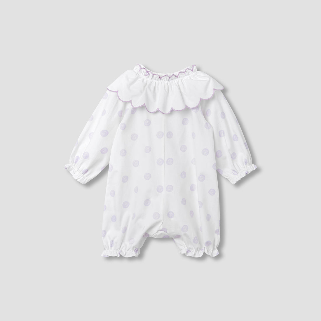 Juniors Polka Dot Print Romper with Collar and Bow Accent