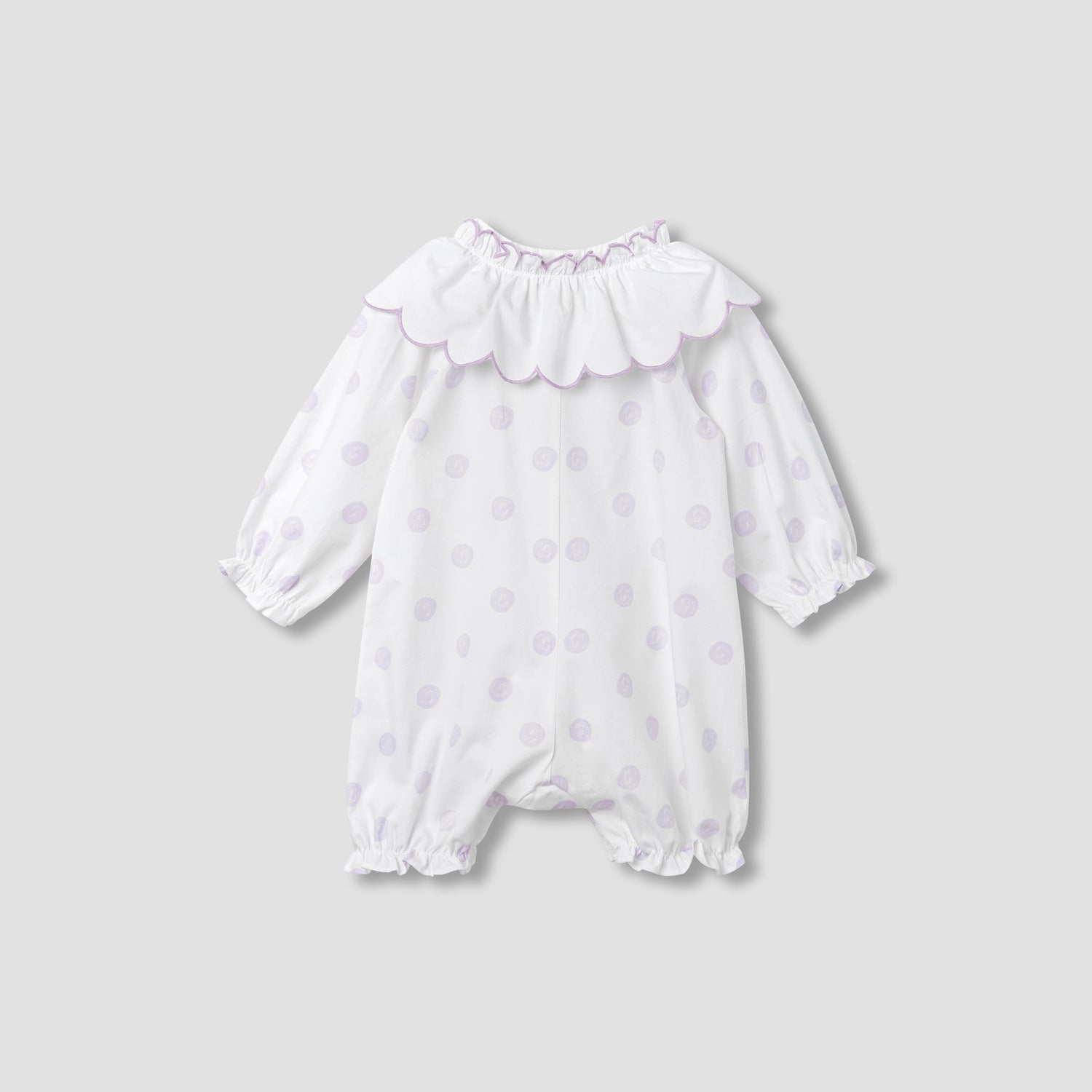 Juniors Polka Dot Print Romper with Collar and Bow Accent