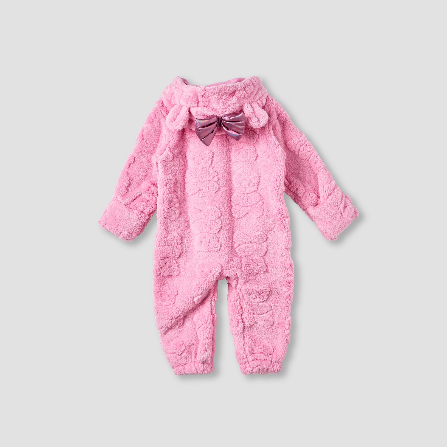 Juniors Textured Hooded Romper with Long Sleeves