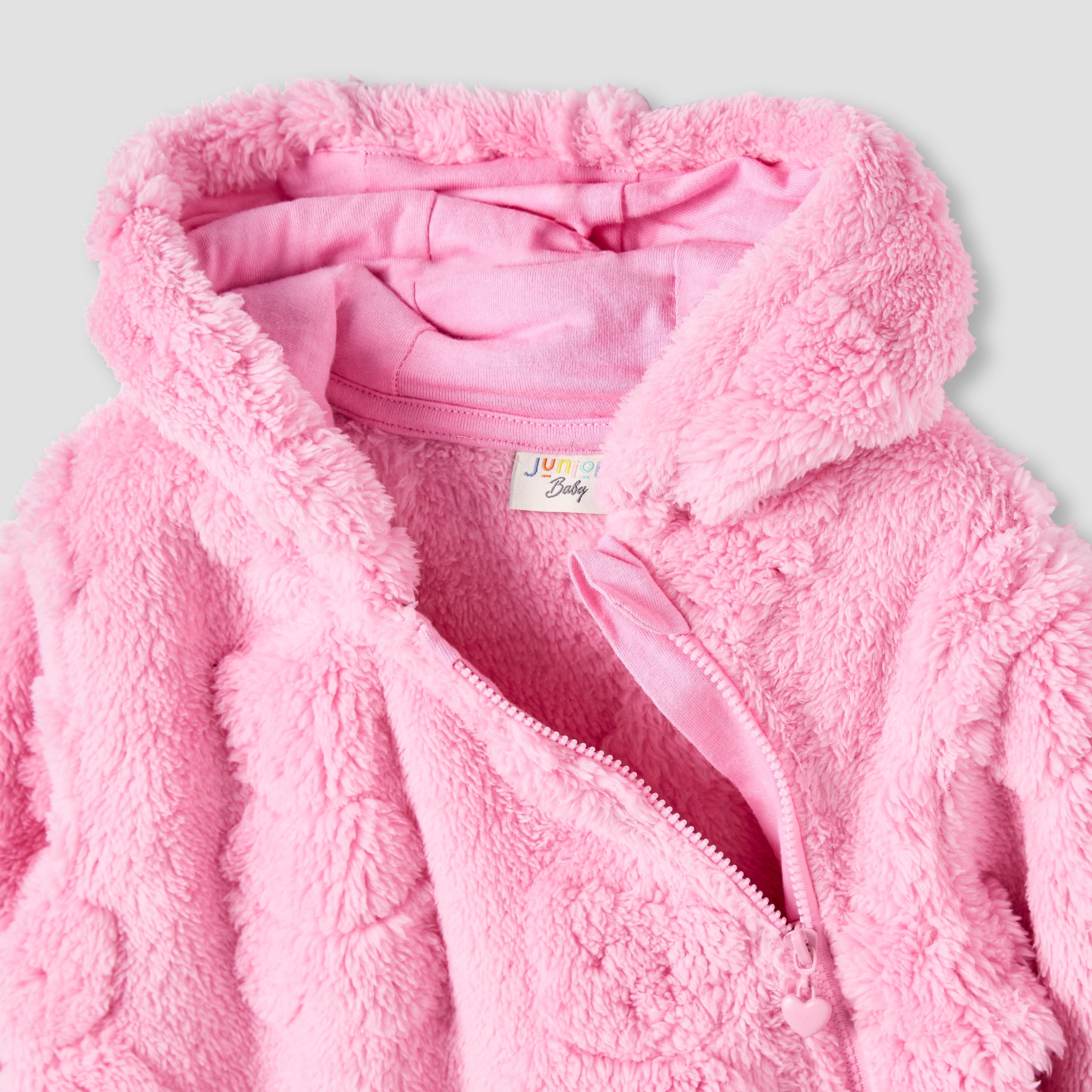 Juniors Textured Hooded Romper with Long Sleeves