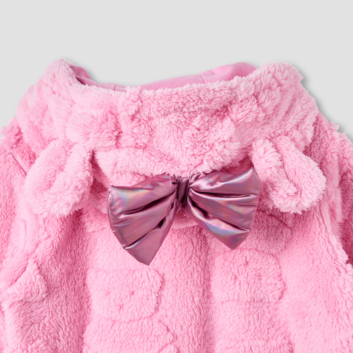 Juniors Textured Hooded Romper with Long Sleeves
