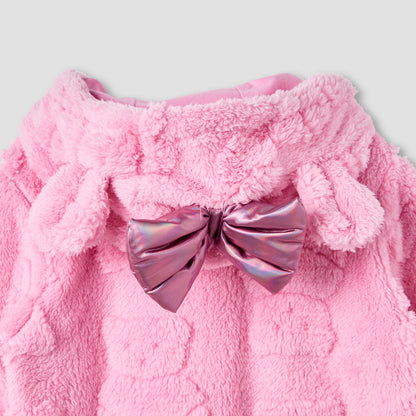 Juniors Textured Hooded Romper with Long Sleeves