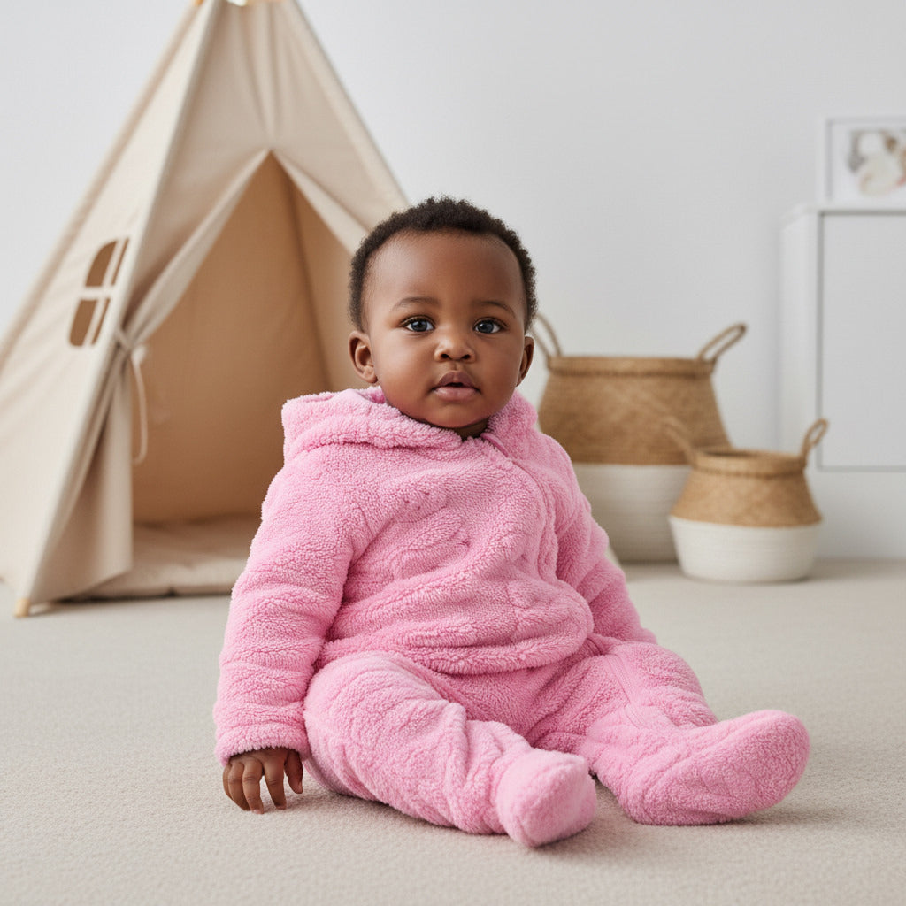 Juniors Textured Hooded Romper with Long Sleeves