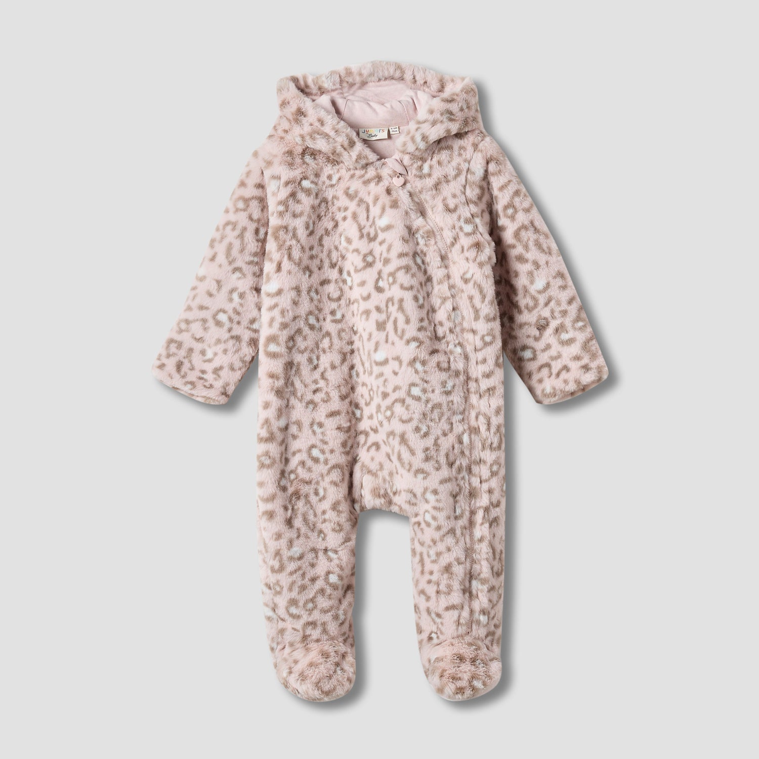 Juniors Hooded Sleepsuit with Print - Polyester - Long Sleeves - Pink / 12-18 mths