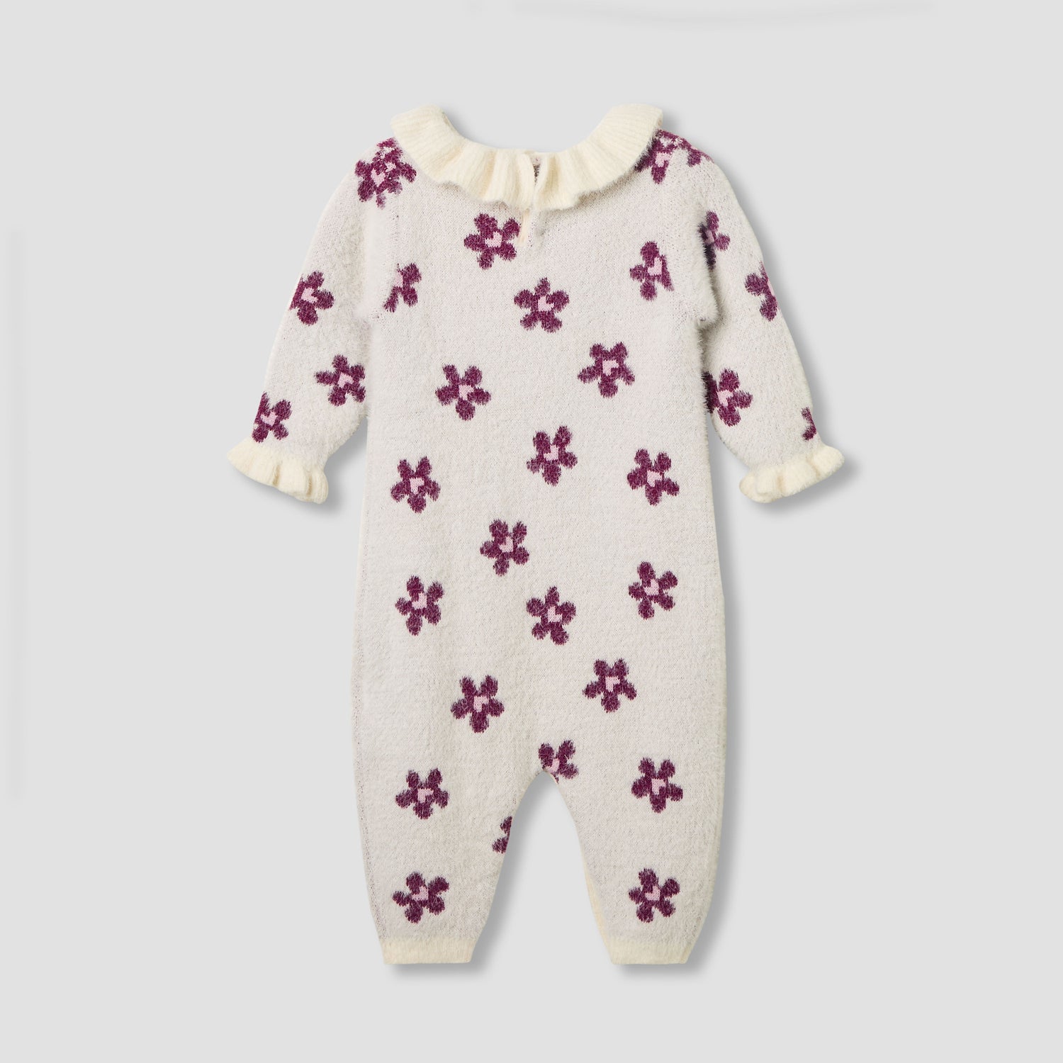 Juniors Round Neck Romper with Snap Button Closure - Polyester - Long Sleeves