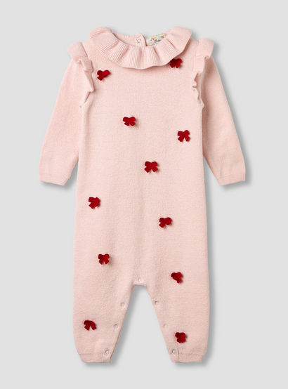 Juniors Bow Accent Sleepsuit with Collar-baby-girls-clothing-rompers-image-1
