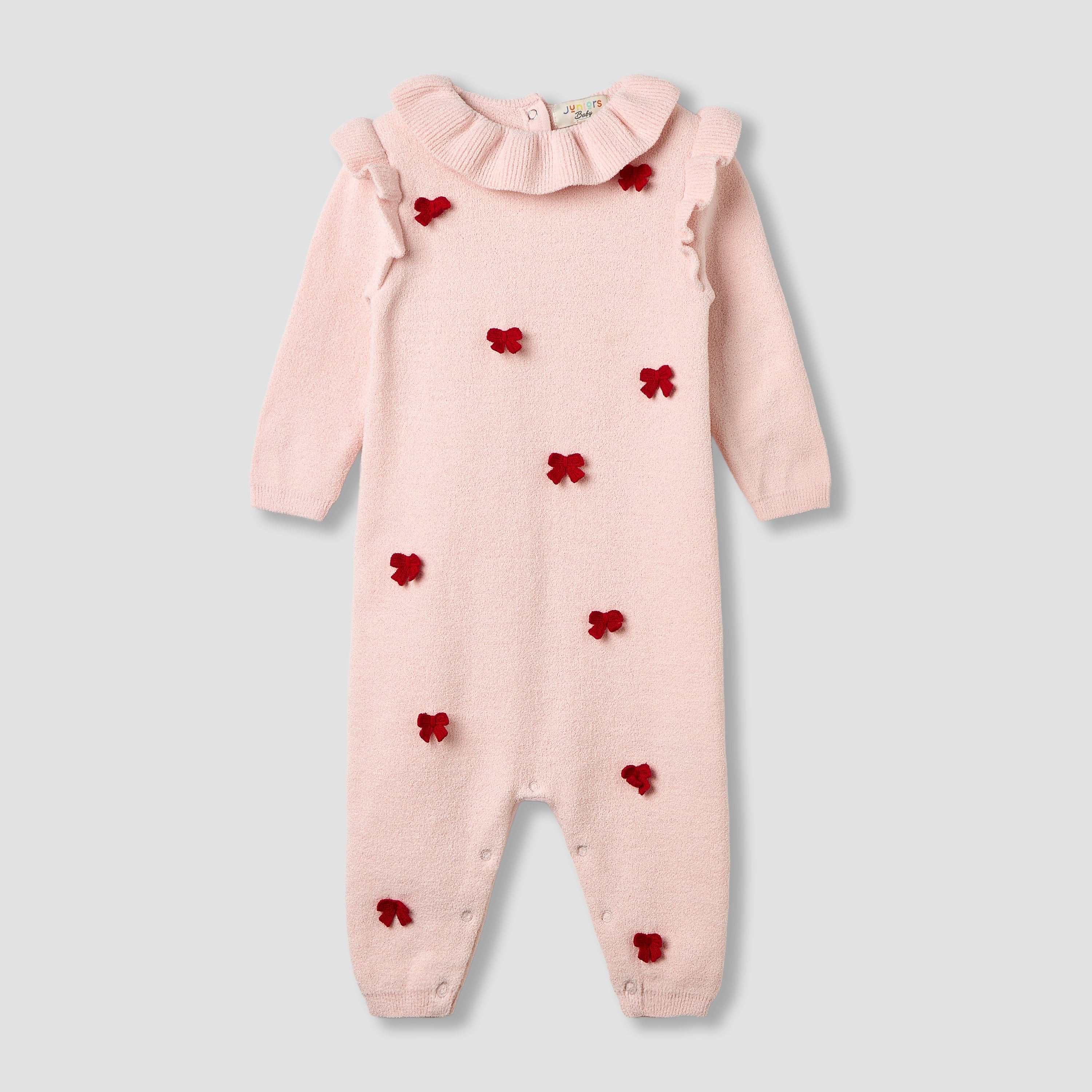 Juniors Bow Accent Sleepsuit with Collar - Pink / 18-24 mths