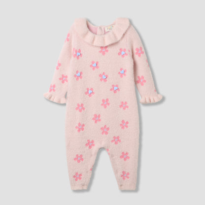 Juniors Floral Print Sleepsuit with Collar