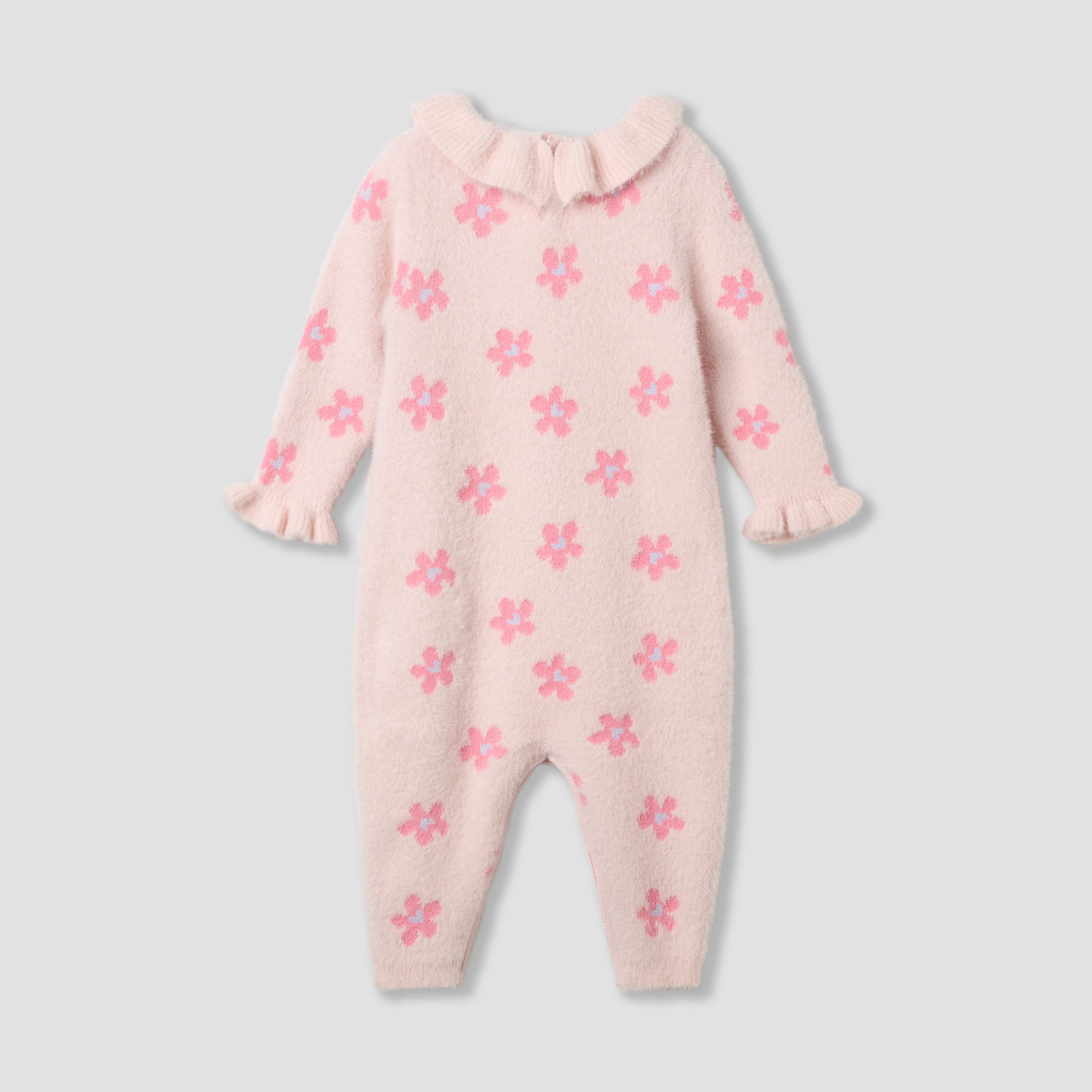 Juniors Floral Print Sleepsuit with Collar