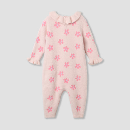 Juniors Floral Print Sleepsuit with Collar