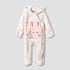 Juniors Hooded Neck Romper with Closed Feet - Long Sleeves - White / 12-18 mths