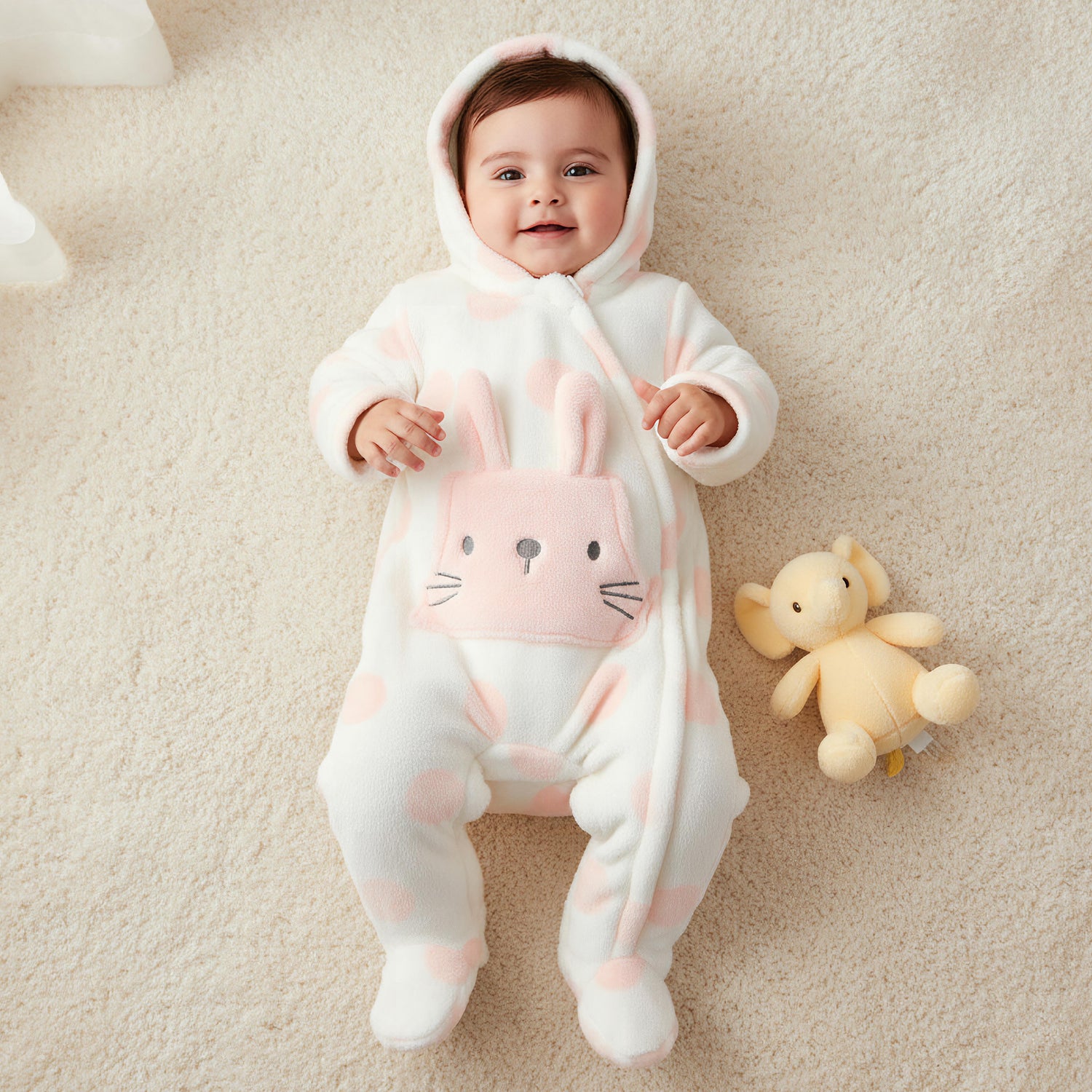 Juniors Hooded Neck Romper with Closed Feet - Long Sleeves