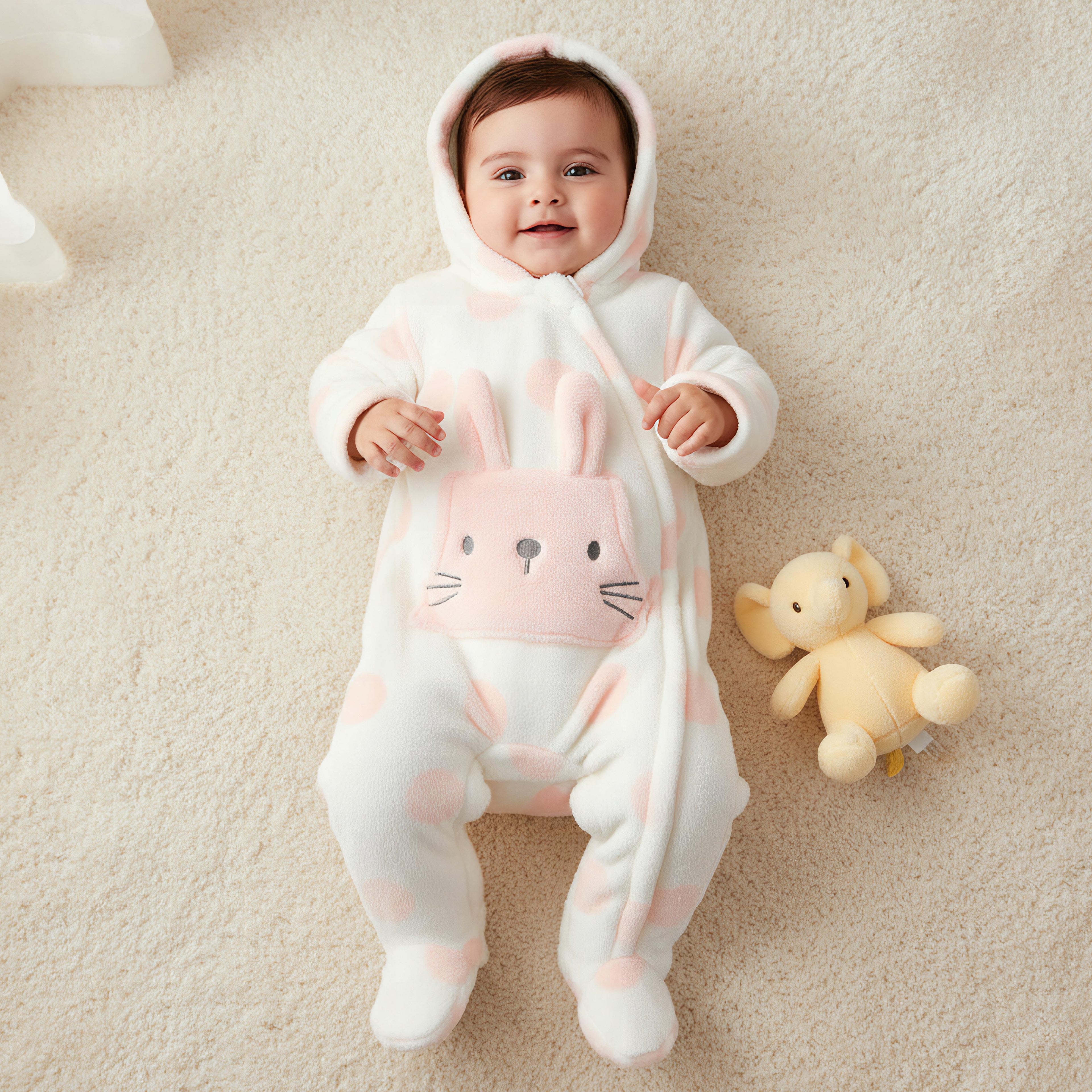 Juniors Hooded Neck Romper with Closed Feet - Long Sleeves