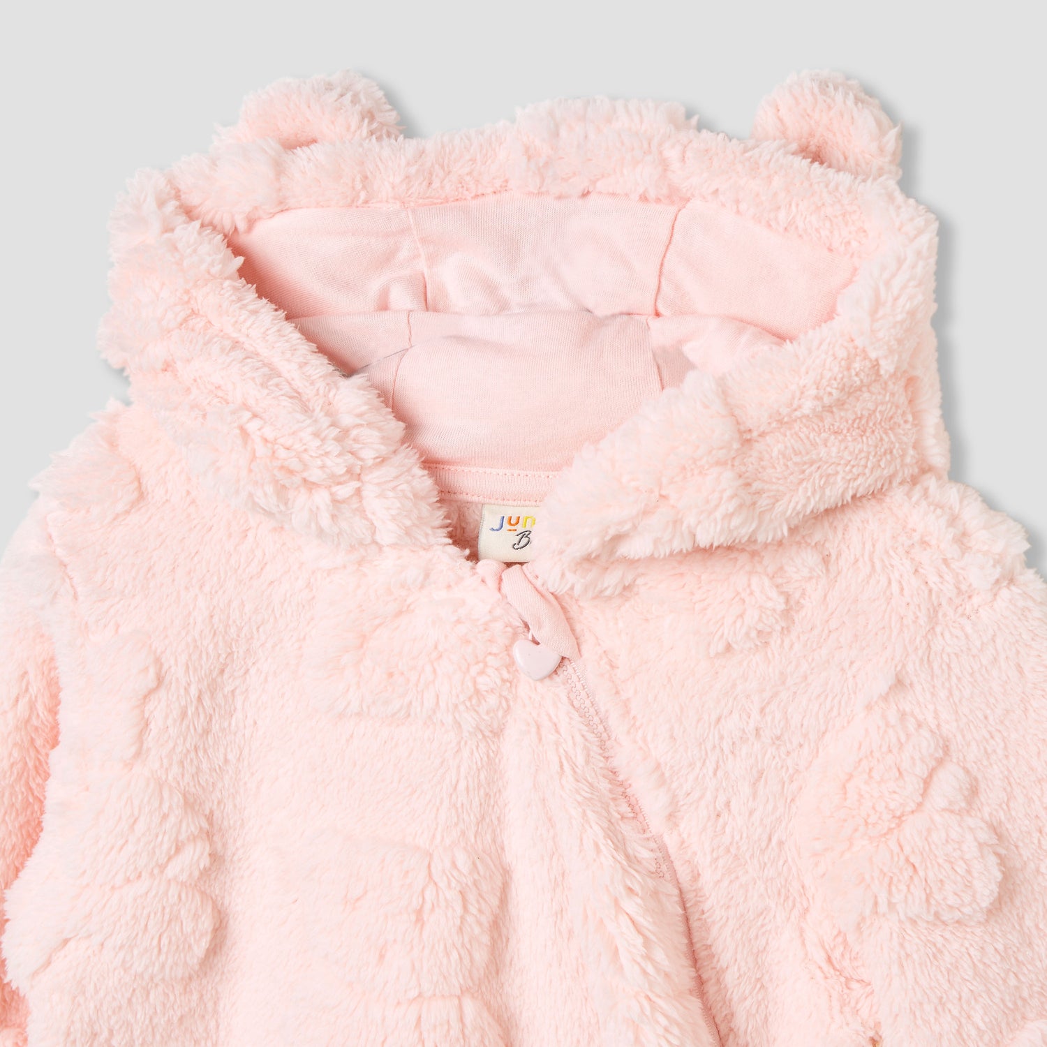 Juniors Bear Textured Hooded Rompers with Zip Closure