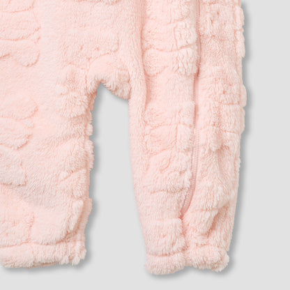 Juniors Bear Textured Hooded Rompers with Zip Closure