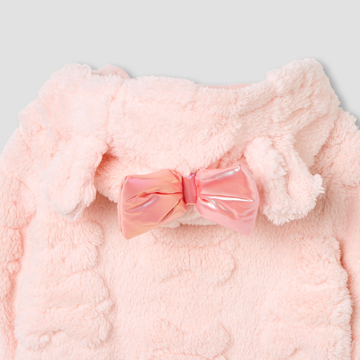 Juniors Bear Textured Hooded Rompers with Zip Closure