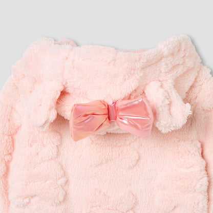 Juniors Bear Textured Hooded Rompers with Zip Closure