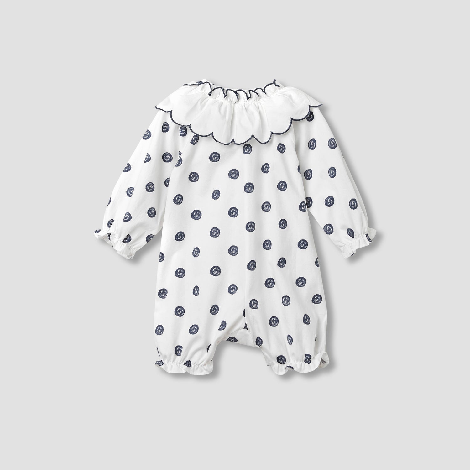 Juniors Printed Romper with Collar and Bow Accent
