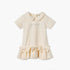 Juniors Embellished Peter Pan Collar Dress with Short Sleeves - Cream / 12-18 mths