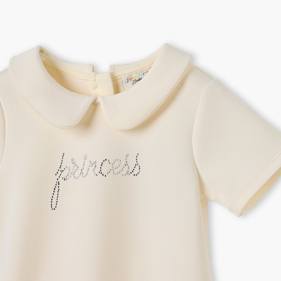 Juniors Embellished Peter Pan Collar Dress with Short Sleeves