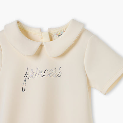 Juniors Embellished Peter Pan Collar Dress with Short Sleeves