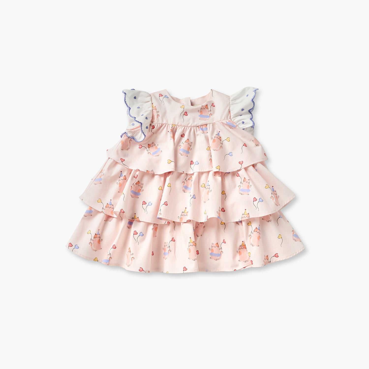 Juniors Cat Print Tiered Dress with Bloomers
