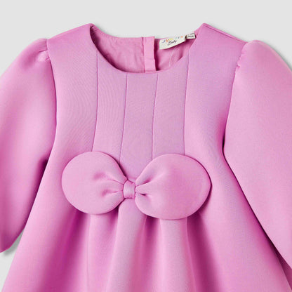 Juniors Bow Accent Dress with Long Sleeves and Stockings