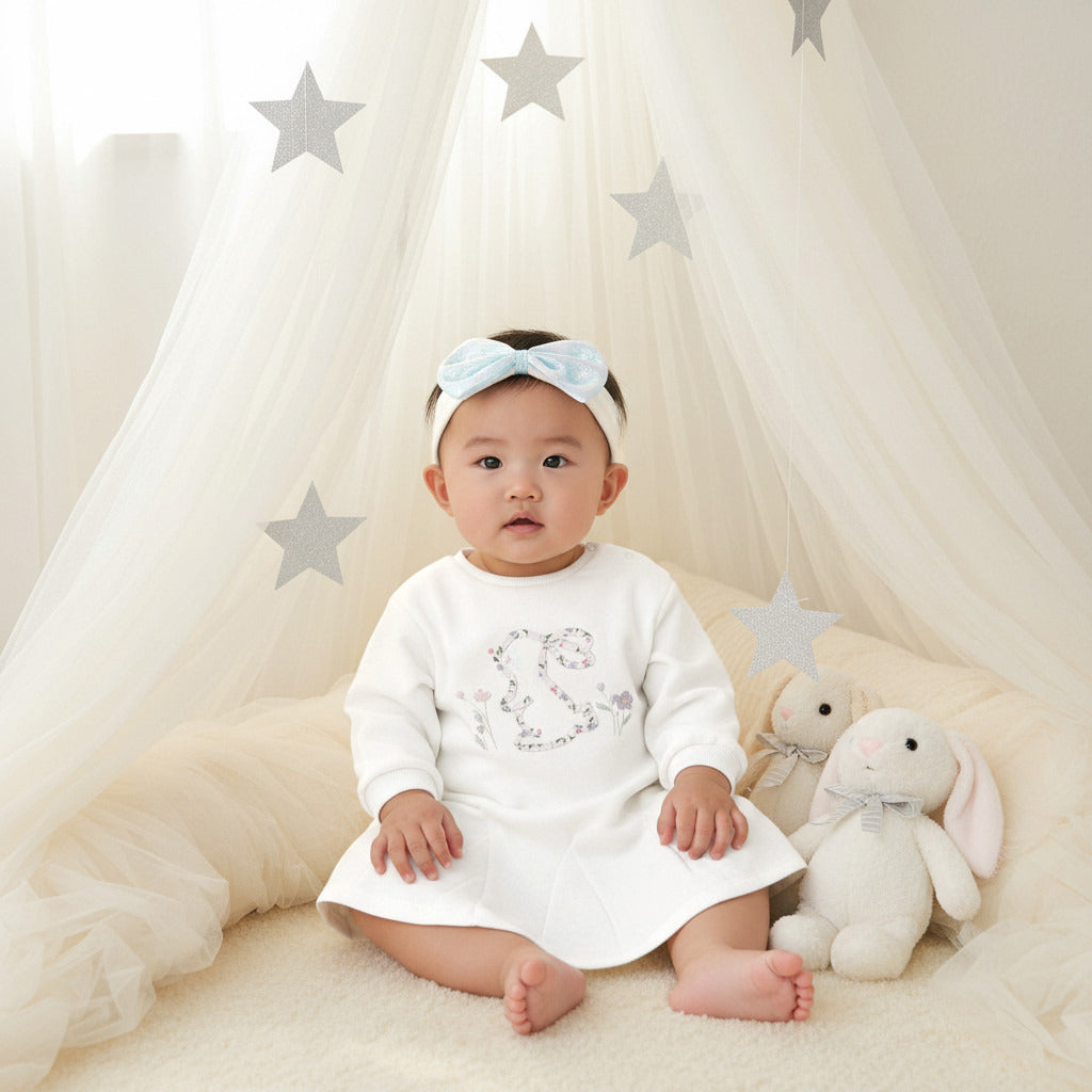Juniors Bunny Applique Pleated Dress with Headband