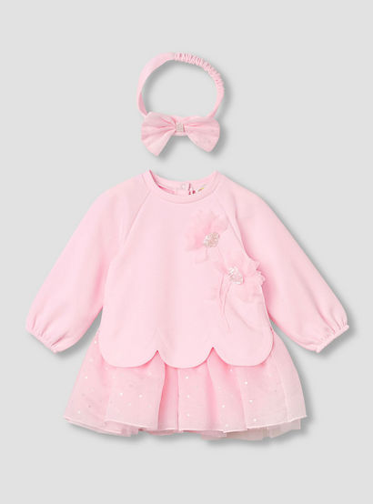 Juniors Floral Accent Sweat Dress and Hairband Set-baby-girls-clothing-dressesandjumpsuits-image-1