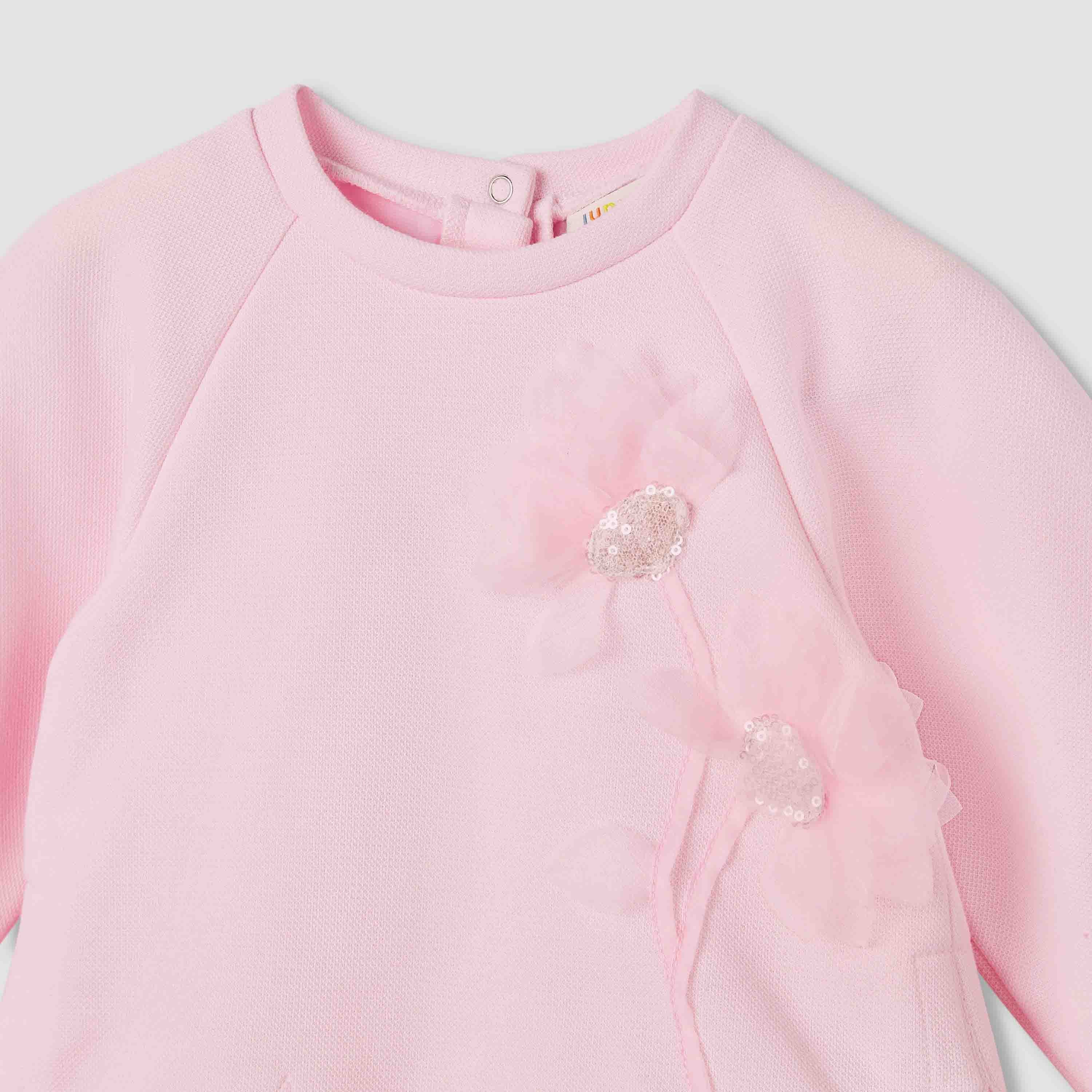 Juniors Floral Accent Sweat Dress and Hairband Set
