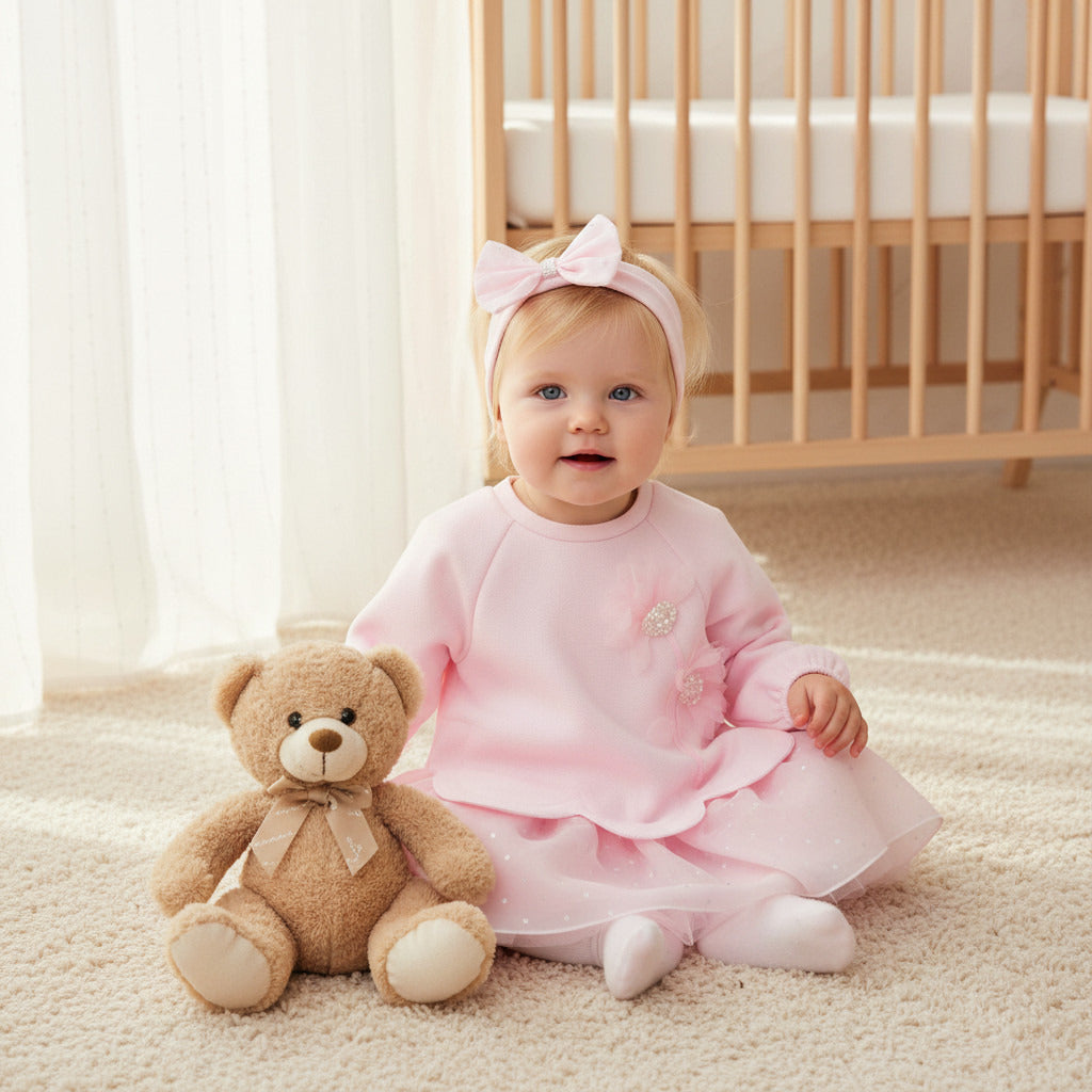 Juniors Floral Accent Sweat Dress and Hairband Set