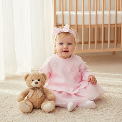 Juniors Floral Accent Sweat Dress and Hairband Set